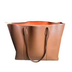 Tory‎ Burch Perry Triple Compartment Tote Bag Light Umber Orange Interior